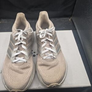 Beige Mesh Sneakers with White Laces‎